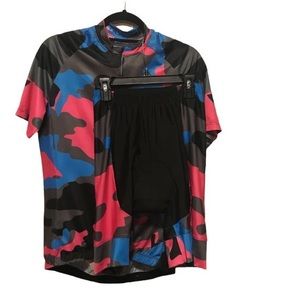 Aipeilei Womens Multicolor Camouflage Activewear Cycling 2 Piece Sets Size L